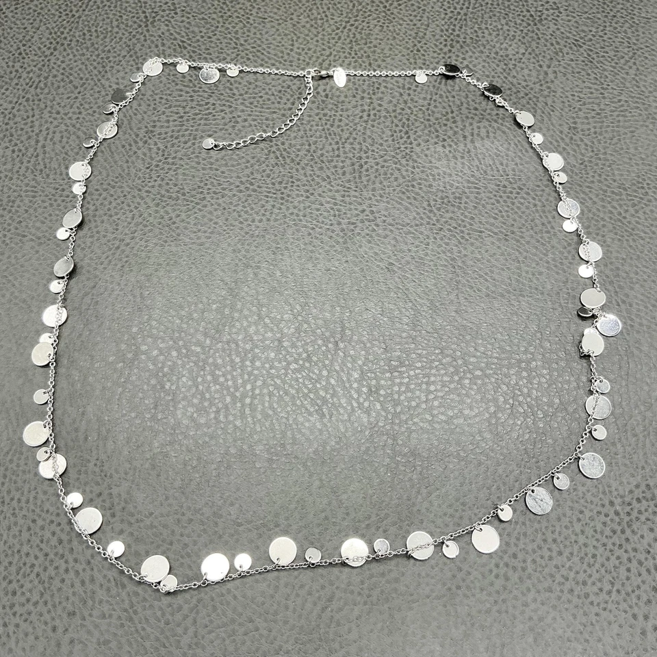Lia Sophia Tono Plata Disco Dije Collar Largo Cadena Ajustable Mujer 30" Foto 2 de 4