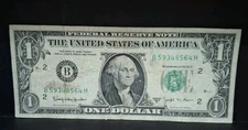 1963 B $1 Joseph Barr One Dollar Bill Federal Reserve Note New York New York 