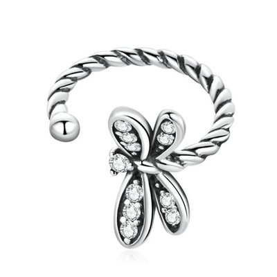 Süße Libelle Knorpel Ohr Manschetten Ohrringe 925 Sterling Silber CZ Kristall Fake