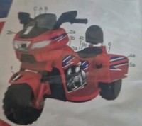 HTI Kids 6V Electric Ride On Trike Motorcycle Red Union Jack 2+ Charger