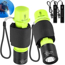 2PC Scuba LED Diving Flashlight Waterproof Underwater 80ft Snorkeling Dive Torch