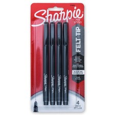 Sharpie Felt Tip Pen 1742661, Fine Point 0.4mm, Black Ink, Pack of 4 Pens