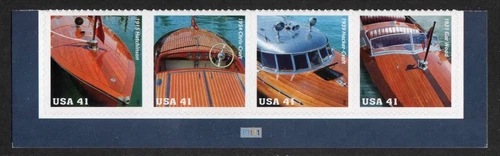 4160 - 4163 - 41¢ - VINTAGE MAHOGANY SPEEDBOATS - Plate # Strip of 4 - MNH