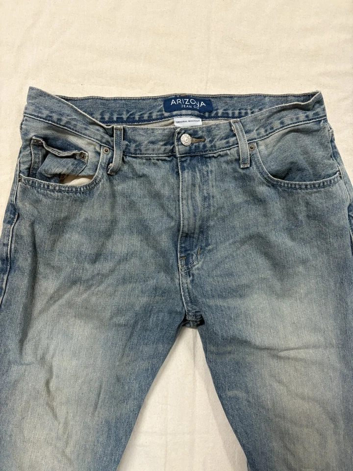Pantalones de mezclilla Arizona Jean Co para hombre originales bootcut vaquero lavado medio talla 34x32 Foto 4 de 4