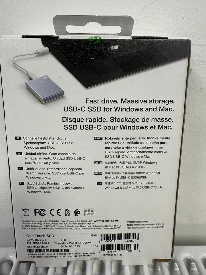 Seagate One Touch External SSD 1TB - Blue USB-C  PC Android  MAC BNIB - Image 2 of 3