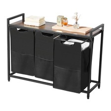 Uimoso 3-Section Laundry Organizer Removable Bags Sturdy Frame Sorter Cart