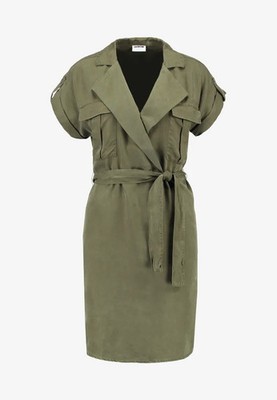 Noisy May Vera Endi Shirt Dress 46 UK 18 Knee Length Olive Green - New