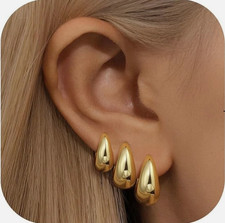 3 Pairs Gold Hoop Earrings Set for Women   14K Gold Plated Huggie Hoops