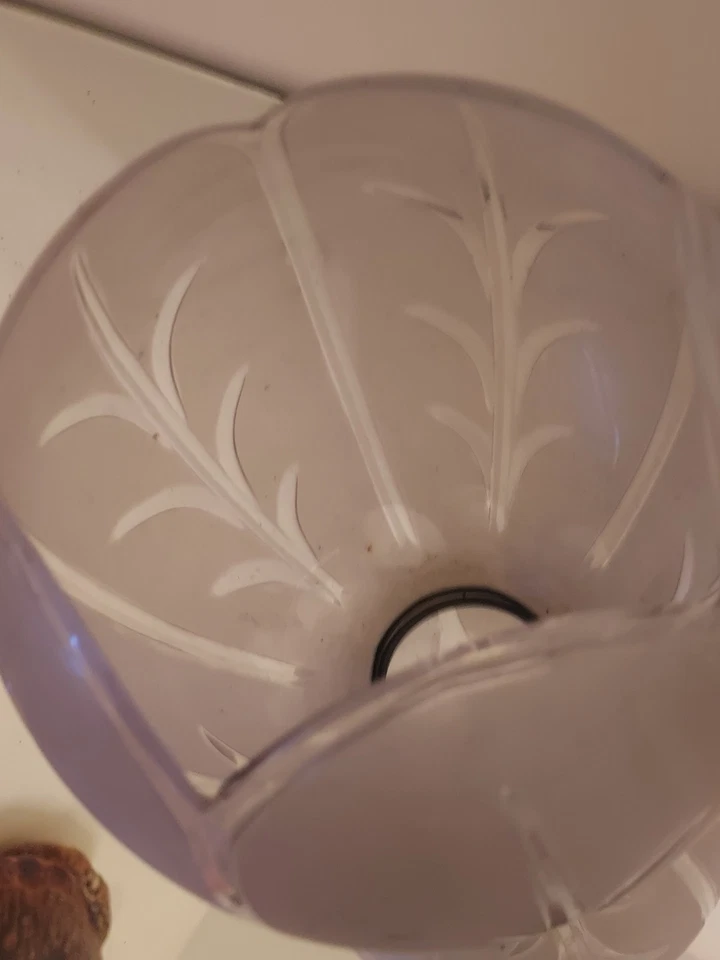  ANCIENNE GRANDE TULIPE GLOBE LAMPE A PETROLE CRISTAL TAILLE GLASS OIL LAMP - Photo 4/4