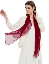 PANTONIGHT Long Chiffon Sheer Scarf For womens 069 plain cherry 
