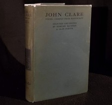 Poems Chiefly From Manuscript by John Clare 1920 Hardcover DJ Book
