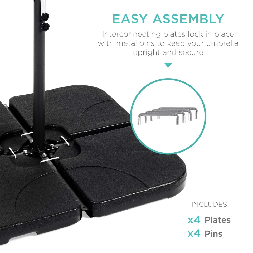 Paraguas de patio desplazado voladizo de alta resistencia con capacidad de 155 lb de 4 piezas... Foto 4 de 4