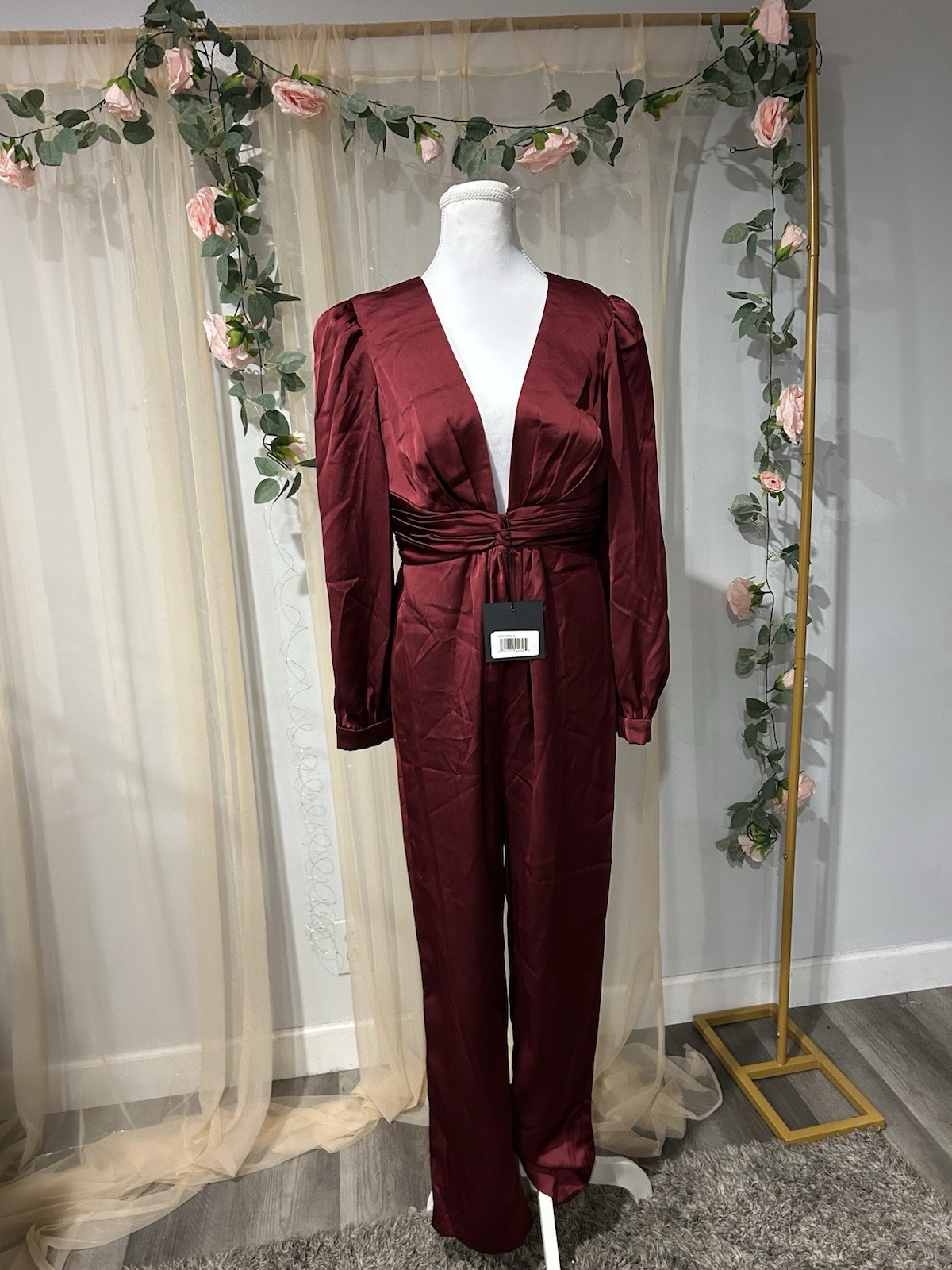 Mac Duggal Burgundy V Neck Jumpsuit Style 2647 Size 8
