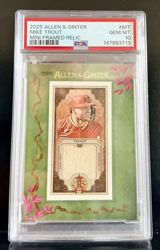2025 Allen & Ginter Mike Trout #MT Mini Framed Relic PSA 10 Gem Mint Pop 1!
