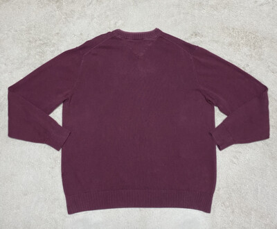 Vintage Tommy Hilfiger Mens Large L Sweater V-Neck Maroon Cotton