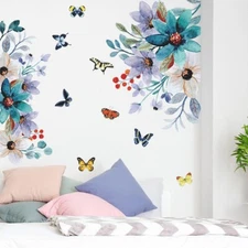 Removable Flower Lotus Butterfly Wall Stickers 3D Wall Art Decals Home-Decor