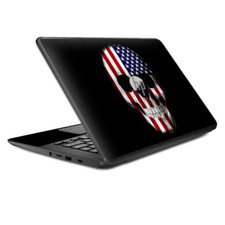 Skins Decal Wrap for HP Chromebook 14 American Skull Flag in Skull