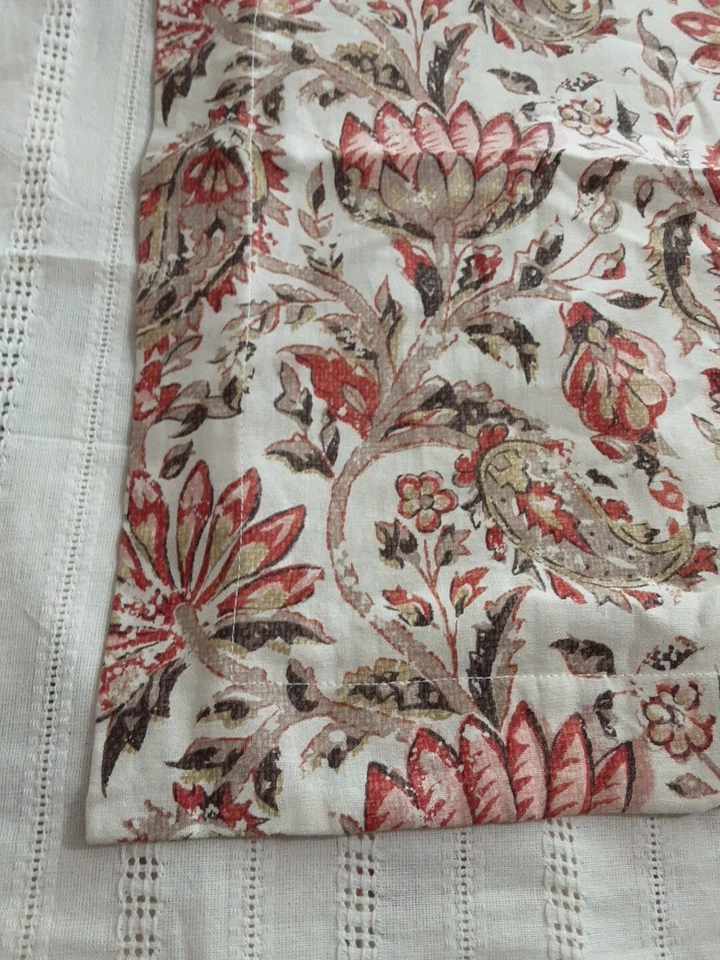 Set Of 2 Pottery Barn Octavia Paisley Standard Sham Linen Blend Floral Tan - Image 4 of 4