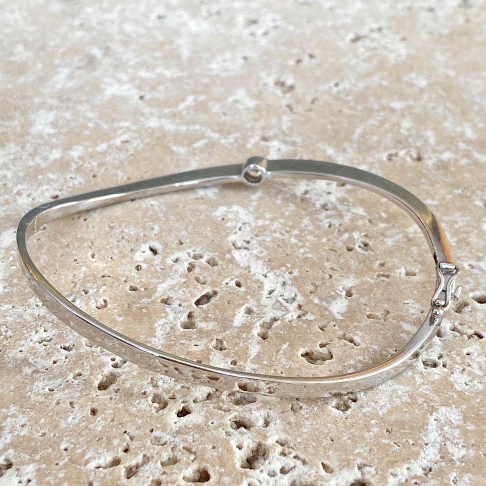 Skinny Matte Wave Bracelet - 17cm - White Gold main image 0