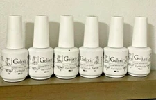 6 Bottles Gelixir Soak Off Gel Polish SNOW WHITE - 90 UV/LED 15 mL - 0.5 fl oz
