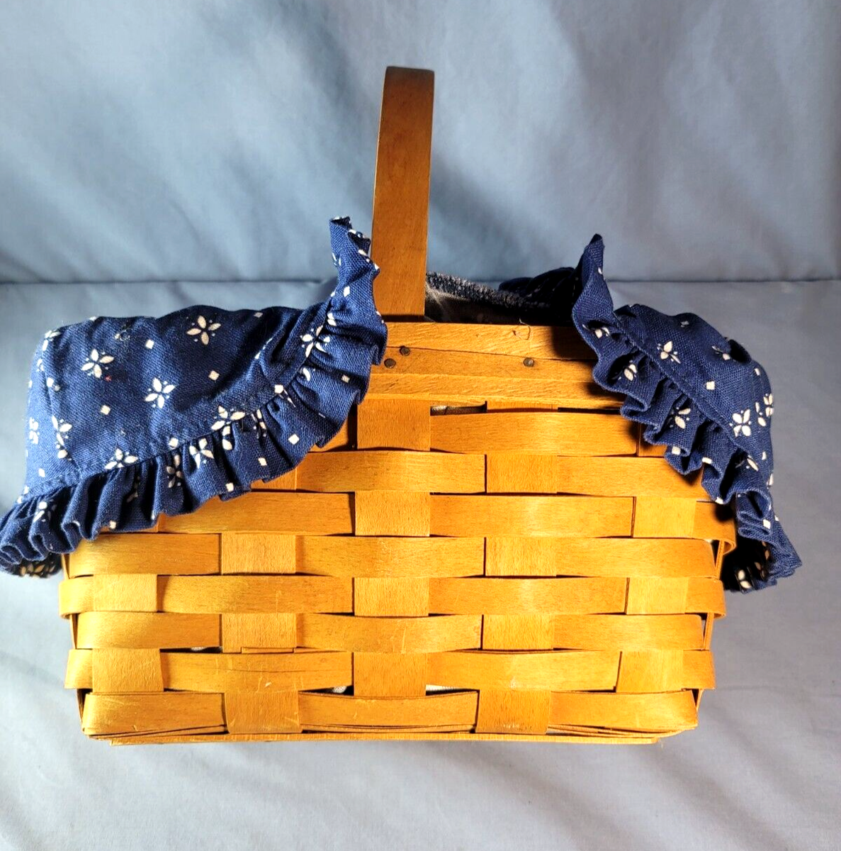 1997 LONGABERGER Handwoven Signed Blue Fabric & Plastic Lined
