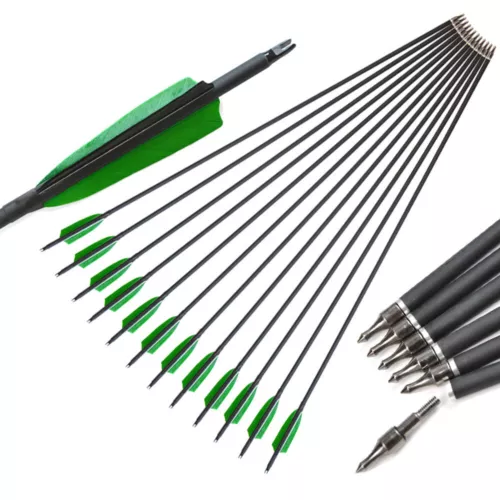 24pcs 31" Carbon Arrows Turkey Feathers Target Archery SP500 Bow Hunting Target - Picture 2 of 11