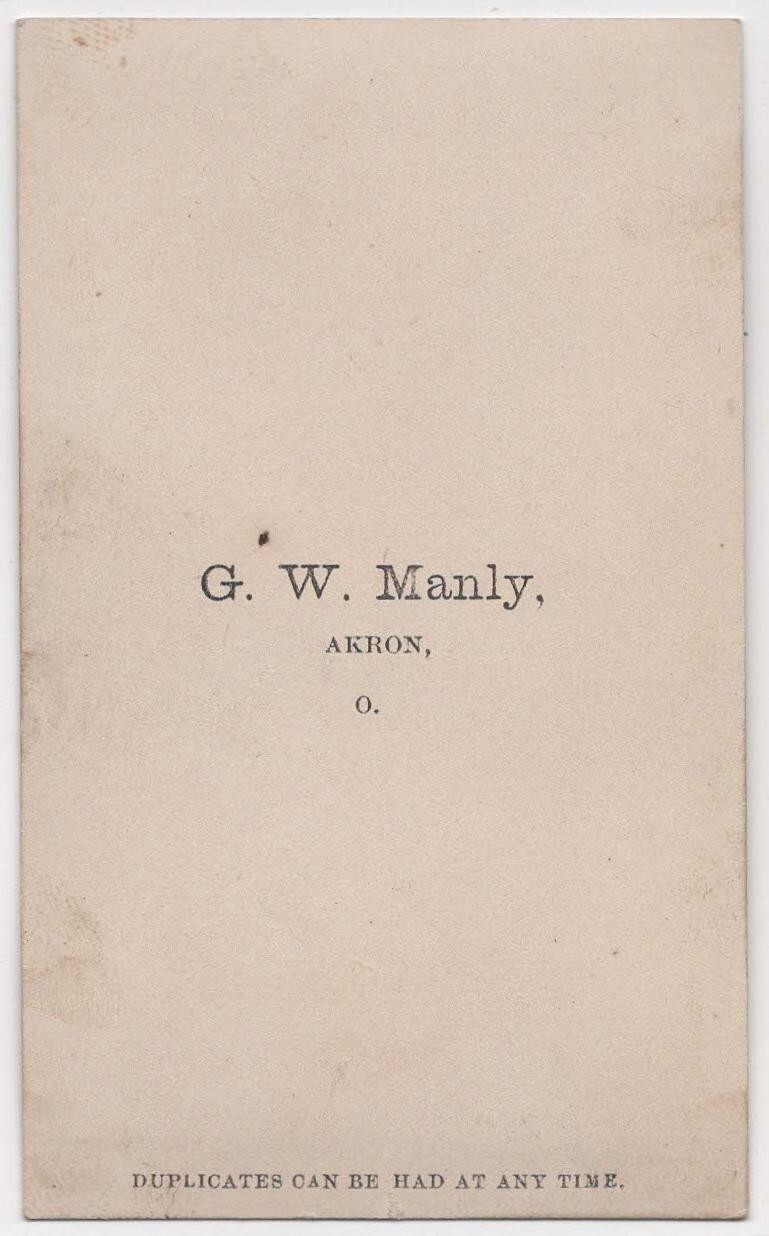 ANTIQUE CDV C. 1860s G.W. MANLY BABY SITTING IN STOLLER CIVIL WAR ERA AKRON OHIO — additional view