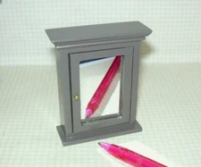 Miniature Nice Ashy Brown Medicine Cabinet w/Glass Mirror Door: DOLLHOUSE 1:12 