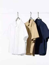 UNIQLO Cotton short shirt Short sleeves Women's 3 Colors White Beige Navy Plain