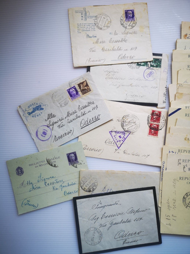 ODERZO TREVISO LOTTO 67 FRANCHIGIE LETTERE CARTOLINE POSTALI STESSO DESTINATARIO - Foto 2 di 8