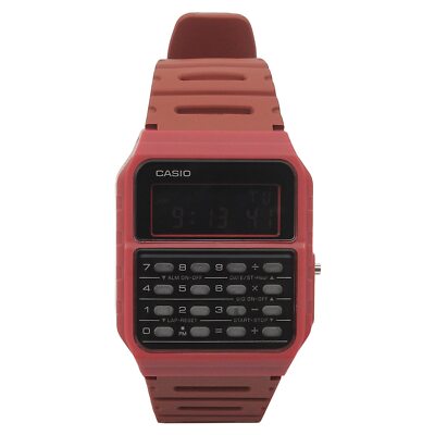 Casio Unisex CA-53WF-4B, Digital Wristwatch, Red with 8-Digit Calculator