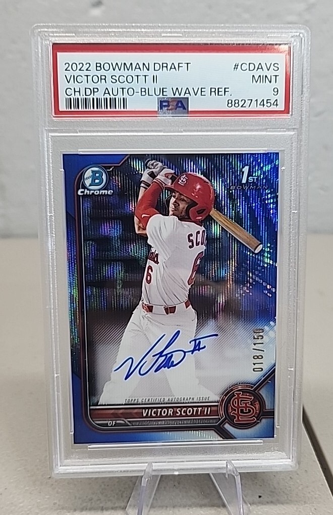 2022 Bowman Chrome Draft Victor Scott II 1st Prospect Auto Blue 