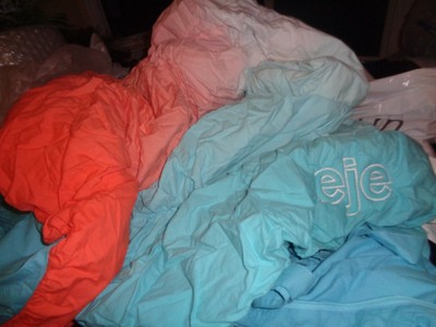 Pottery Barn Teen Coral Dip Dyed Ruched Sleeping Bag Monogrammed