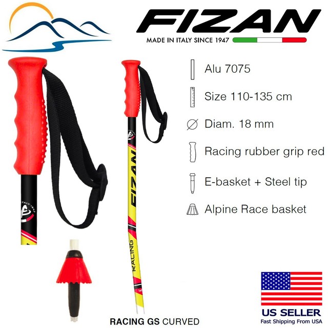 2020 FIZAN Downhill Aluminum Ski Poles curved Race Giant Slalom GS