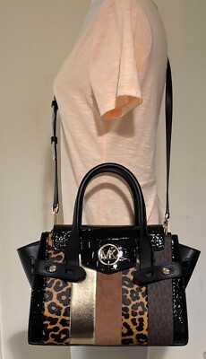 MICHAEL KORS CARMEN BLACK Multi Animal Haircalf Medium FLAP