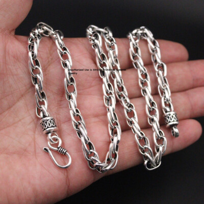 Pure S925 Sterling Silver Chain 6.5mm Toggle Link Necklace