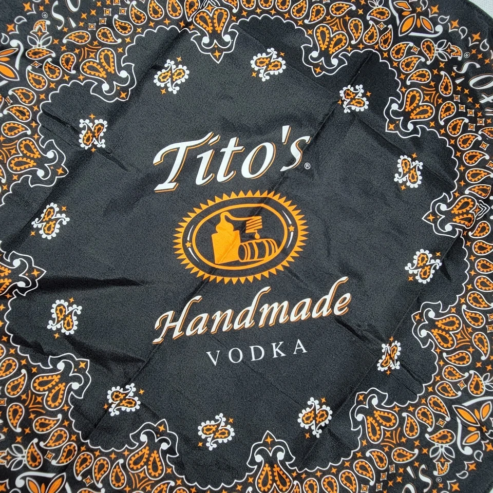 Nuevo Titos Vodka Bandana Negro Naranja Bufanda Pañuelo Hombre Chico Accesorio Regalo Foto 3 de 4