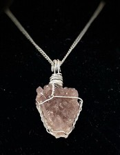 Raw Turkish Amethyst Handmade Wire Wrapped Necklace. Very Sparkly. Crystal
