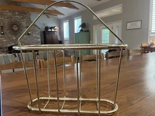 Vintage Metal Magazine Rack, Brass color