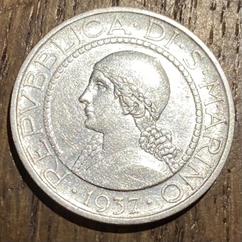 PIECE DE 5 LIRES 1937 EN ARGENT SAN MARIN (835) 100000 EXEMPLAIRES SEULEMENT - Picture 2 of 2
