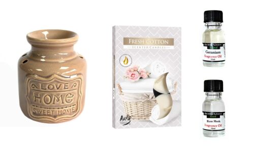 Relaxing Gift Set Bundle "Home" Oil Burner and Fragrance Oils Kit - Picture 1 of 6