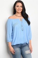 plus-size-women-powder-blue-peasant-top-blouse-lace-relaxed-tassels-casual