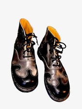 TREDAIR England Leather Boots Gothic Scroll Punk Grey/Black Distressed Mens  11