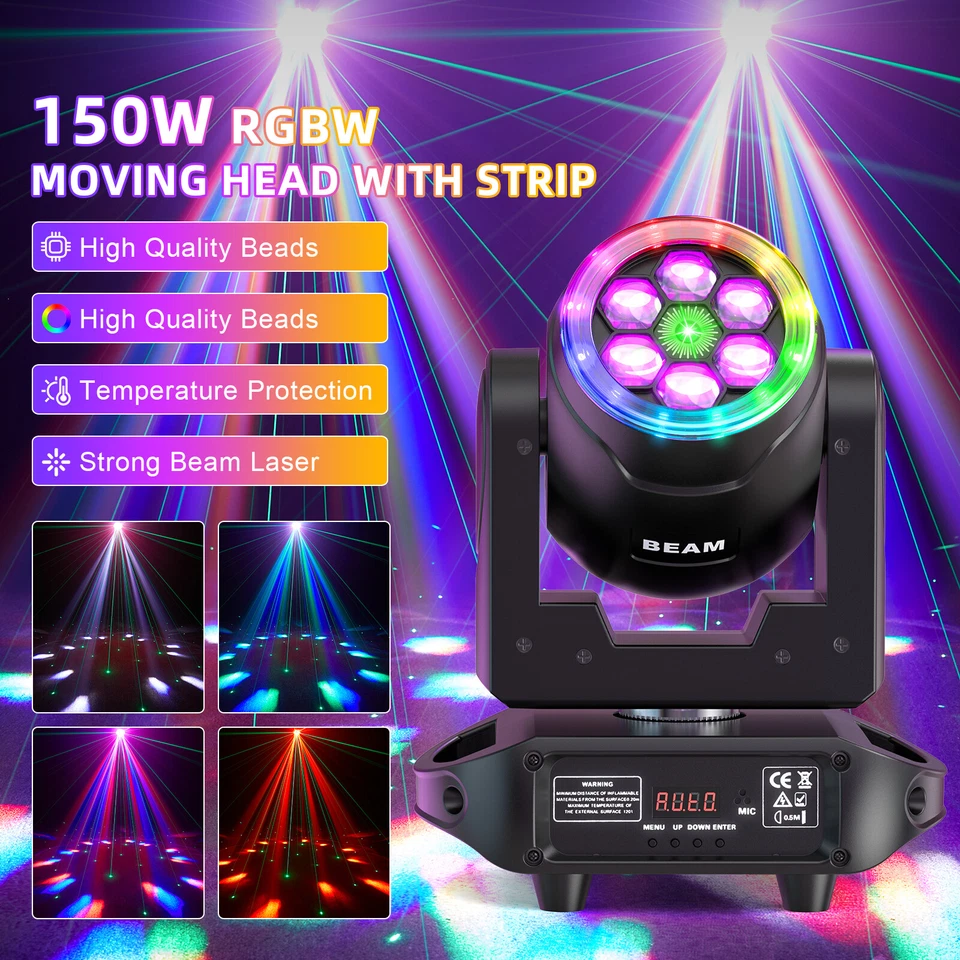 150W LED Laser Moving Head Light RGBW Beam Stage DMX Spot Lighting DJ Disco Xmas - Image 4 of 4