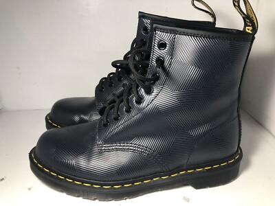 Dr Martens 1460 Rare Geostripe 8 Hole Black Leather Boots Men's Size 9 Woman s
