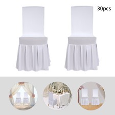 30 Pieces Chair Slipcovers with Skirt, White Wedding Stretch Chair Cover
