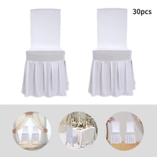 30 Pieces Chair Slipcovers with Skirt, White Wedding Stretch Chair Cover