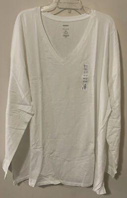 Sonoma Womens 4x White Long Sleeved Vneck Shirt Cotton NWT! A4734