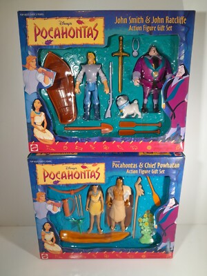 Mattel Disney Pocahontas & Chief Powhatan John Smith Ratcliffe Figure Gift Set 