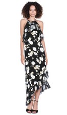 Alice And Olivia Holiday Blossom  Fabiola Asymmetrical Ruffle Dress Size 4
